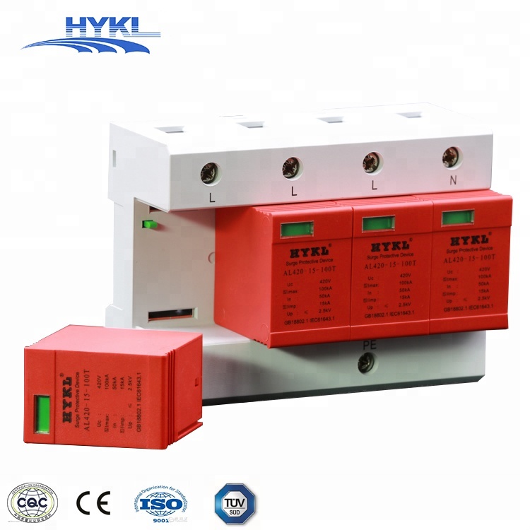 HYKL Class B+C Class I+II T1+T2 type three phase 4 pole SPD Surge Protection Devices