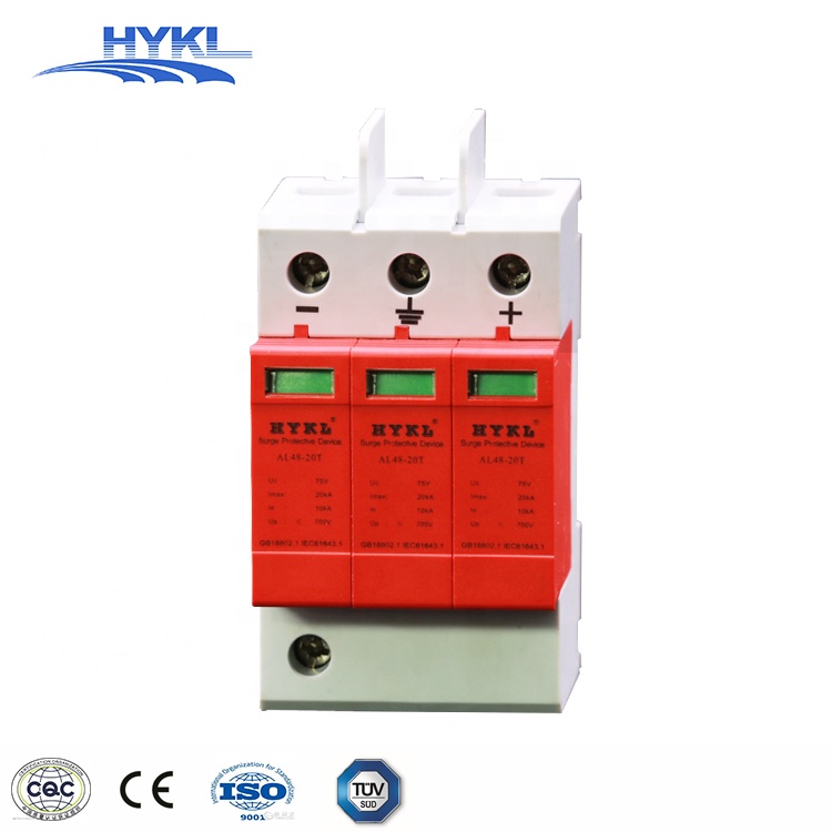 HYKL PV Solar Lightning Surge Suppressor 1500Vdc 30KA 60KA 2P 3 Pole Surge Protective Device SPD