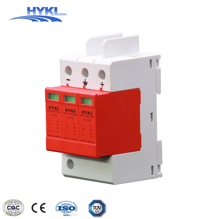 HYKL PV Solar Lightning Surge Suppressor 1500Vdc 30KA 60KA 2P 3 Pole Surge Protective Device SPD